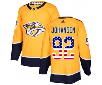 Adidas Nashville Predators #92 Ryan Johansen Yellow Home Authentic USA Flag Stitched Youth NHL Jersey