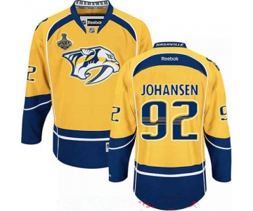 Men's Nashville Predators #92 Ryan Johansen Yellow 2017 Stanley Cup Finals Patch Stitched NHL Reebok Hockey Jersey