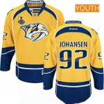 Youth Nashville Predators #92 Ryan Johansen Yellow 2017 Stanley Cup Finals Patch Stitched NHL Reebok Hockey Jersey