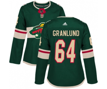 Adidas Minnesota Wild #64 Mikael Granlund Green Home Authentic Women's Stitched NHL Jersey