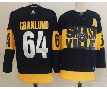 Men's Nashville Predators #64 Mikael Granlund Black 2022 Stadium Series adidas Stitched NHL Jersey