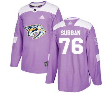 Adidas Predators #76 P.K Subban Purple Authentic Fights Cancer Stitched NHL Jersey