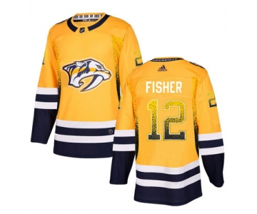 Men's Nashville Predators #12 Mike Fisher Gold Drift Fashion Adidas Jersey