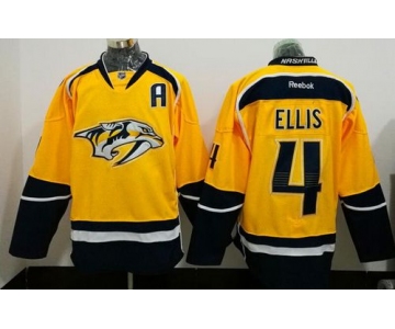 Men's Nashville Predators #4 Ryan Ellis Yellow Stitched NHL Reebok Hockey Jersey