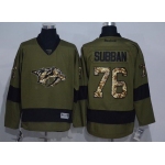 Men's Nashville Predators #76 P. K. Subban Green Salute to Service Stitched NHL Reebok Hockey Jersey