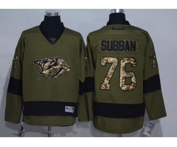 Men's Nashville Predators #76 P. K. Subban Green Salute to Service Stitched NHL Reebok Hockey Jersey