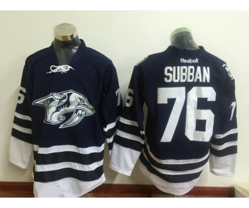 Men's Nashville Predators #76 P. K. Subban Navy Blue Third Stitched NHL Reebok Hockey Jersey