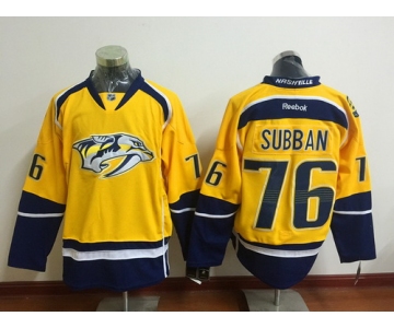 Men's Nashville Predators #76 P. K. Subban Yellow Reebok Hockey Jersey