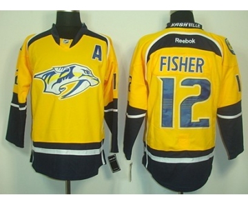 Nashville Predators #12 Mike Fisher Yellow Jersey