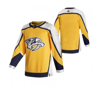 Nashville Predators Blank Yellow Men's Adidas 2020-21 Reverse Retro Alternate NHL Jersey