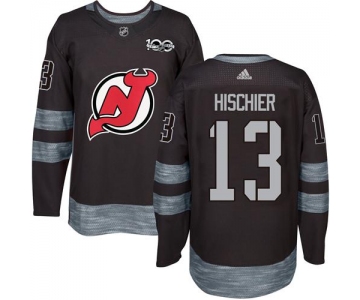 Adidas Devils #13 Nico Hischier Black 1917-2017 100th Anniversary Stitched NHL Jersey