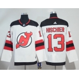 Adidas New Jersey Devils #13 Nico Hischier White Road Authentic Stitched NHL Jersey