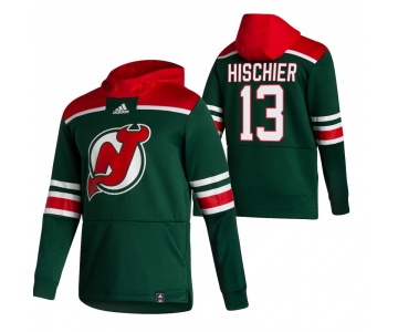 New Jersey Devils #13 Nico Hischier Adidas Reverse Retro Pullover Hoodie Green