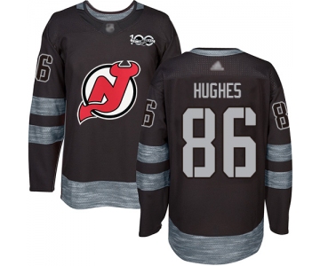 Devils #86 Jack Hughes Black 1917-2017 100th Anniversary Stitched Hockey Jersey