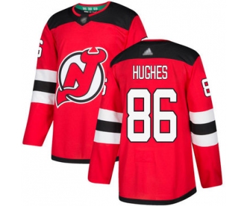 Devils #86 Jack Hughes Red Home Authentic Stitched Hockey Jersey