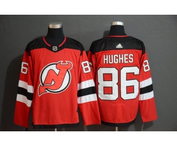 Men's New Jersey Devils 86 Jack Hughes Red Adidas Jersey