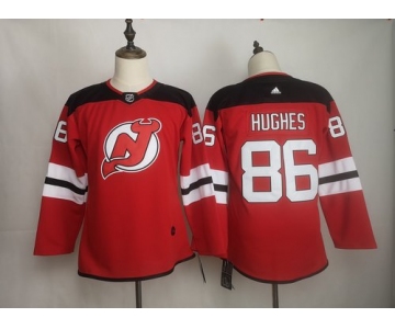 Men's New Jersey Devils 86 Jack Hughes Red Women Adidas Jersey