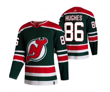 New Jersey Devils #86 Jack Hughes Green Men's Adidas 2020-21 Reverse Retro Alternate NHL Jersey