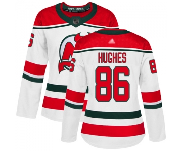 New Jersey Devils #86 Jack Hughes White Alternate Authentic Women's Stitched Hockey Jersey