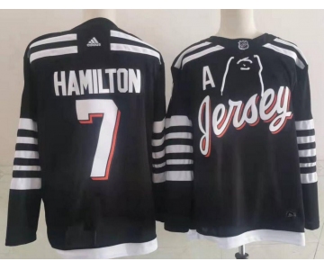 Men's New Jersey Devils #7 Dougie Hamilton adidas Black 2021-22 Alternate Primegreen Authentic Pro Player Third Jersey