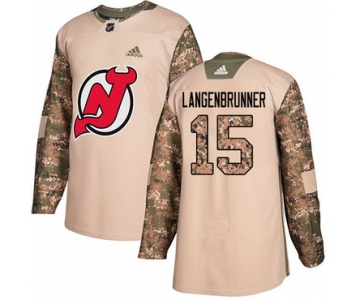 Adidas Devils #15 Langenbrunner Camo Authentic 2017 Veterans Day Stitched NHL Jersey