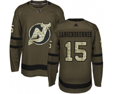Adidas Devils #15 Langenbrunner Green Salute to Service Stitched NHL Jersey