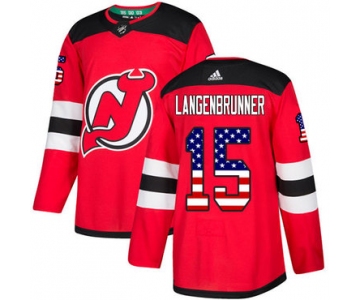 Adidas Devils #15 Langenbrunner Red Home Authentic USA Flag Stitched NHL Jersey