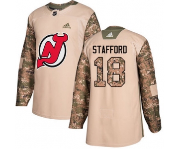 Adidas Devils #18 Drew Stafford Camo Authentic 2017 Veterans Day Stitched NHL Jersey