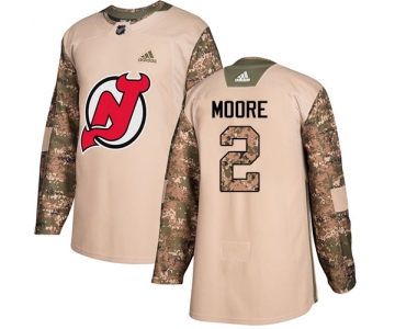 Adidas Devils #2 John Moore Camo Authentic 2017 Veterans Day Stitched NHL Jersey