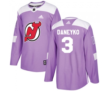 Adidas Devils #3 Ken Daneyko Purple Authentic Fights Cancer Stitched NHL Jersey