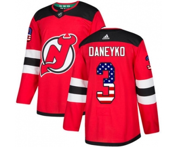 Adidas Devils #3 Ken Daneyko Red Home Authentic USA Flag Stitched NHL Jersey