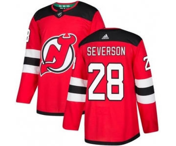 Adidas New Jersey Devils #28 Damon Severson Red Home Authentic Stitched NHL Jersey