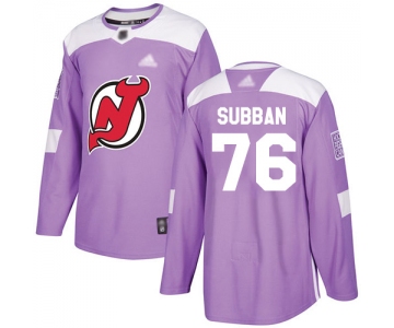 Devils #76 P. K. Subban Purple Authentic Fights Cancer Stitched Hockey Jersey