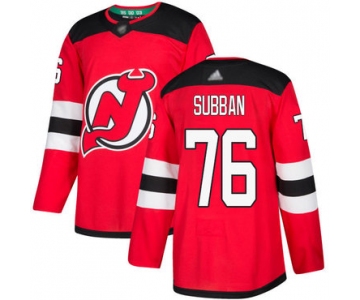 Devils #76 P. K. Subban Red Home Authentic Stitched Hockey Jersey