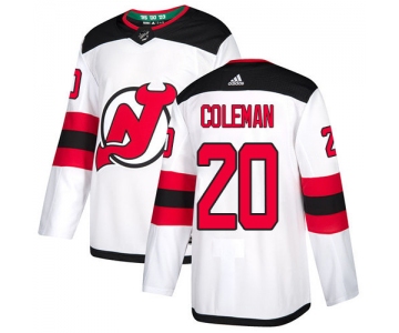 Men's New Jersey Devils #20 Blake Coleman Authentic White Jersey