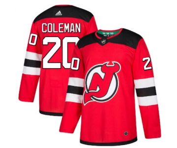 Men's New Jersey Devils #20 Blake Coleman Home Red Adidas Authentic Jersey
