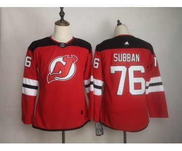 Men's New Jersey Devils 76 P.K. Subban Red Women Adidas Jersey