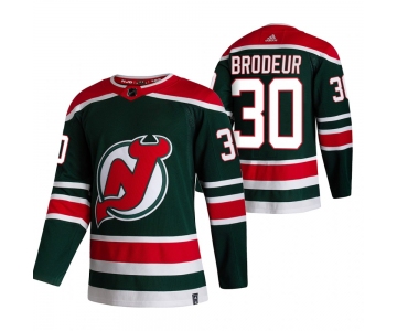 New Jersey Devils #30 Martin Brodeur Green Men's Adidas 2020-21 Reverse Retro Alternate NHL Jersey