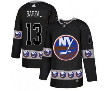 Men's New York Islanders #13 Mathew Barzal Black Team Logos Fashion Adidas Jersey