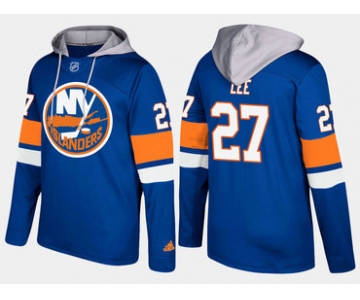 Adidas New York Islanders 27 Anders Lee Name And Number Blue Hoodie