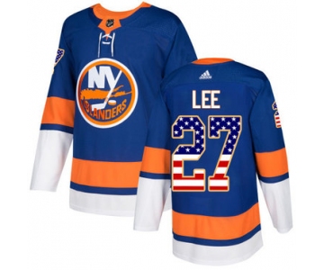 Adidas New York Islanders #27 Anders Lee Royal Blue Home Authentic USA Flag Stitched Youth NHL Jersey