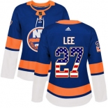 Adidas New York Islanders #27 Anders Lee Royal Blue Home Authentic USA Flag Women's Stitched NHL Jersey