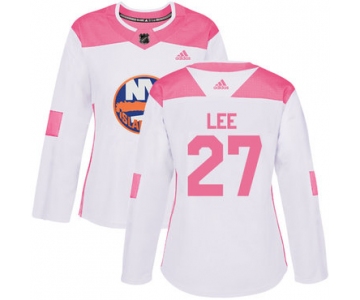 Adidas New York Islanders #27 Anders Lee White Pink Authentic Fashion Women's Stitched NHL Jersey