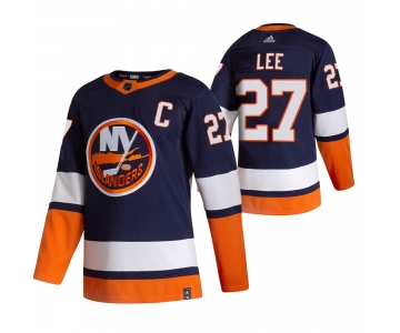 New York Islanders #27 Anders Lee Navy Blue Men's Adidas 2020-21 Reverse Retro Alternate NHL Jersey