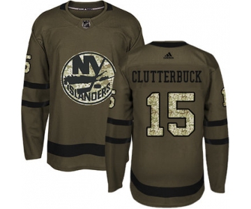 Adidas Islanders #15 Cal Clutterbuck Green Salute to Service Stitched NHL Jersey