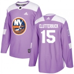 Adidas Islanders #15 Cal Clutterbuck Purple Authentic Fights Cancer Stitched NHL Jersey