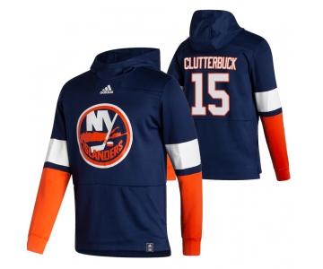 New York Islanders #15 Cal Clutterbuck Adidas Reverse Retro Pullover Hoodie Navy