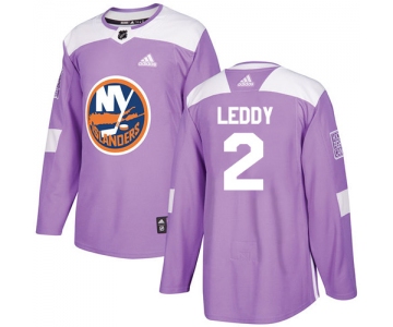 Adidas Islanders #2 Nick Leddy Purple Authentic Fights Cancer Stitched NHL Jersey