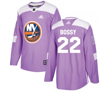Adidas Islanders #22 Mike Bossy Purple Authentic Fights Cancer Stitched NHL Jersey