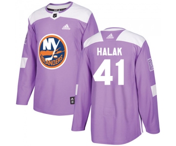 Adidas Islanders #41 Jaroslav Halak Purple Authentic Fights Cancer Stitched NHL Jersey